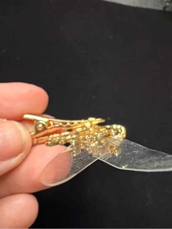 Gold Dragonfly Hair Clip with Pearl Accent - Picture 4 of 8